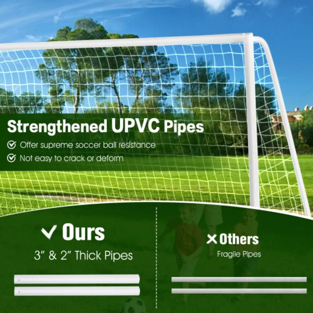 12 x 6 Feet Soccer Goal with Strong PVC Frame and High-Strength Netting