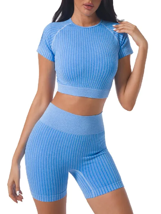 2 piece Ribbed Short Sleeve Set