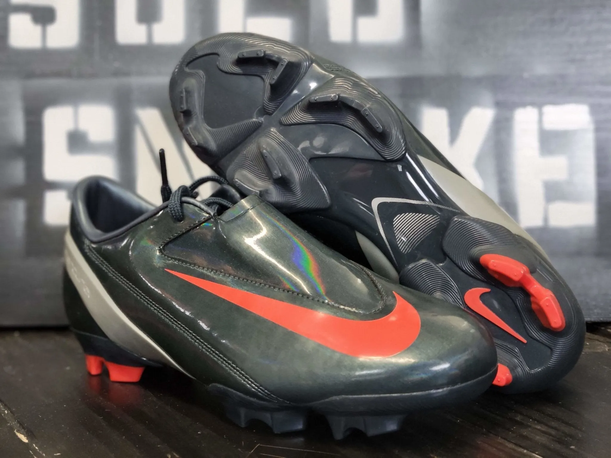 2008 Nike Steam II FG Navy Blue/Red Soccer Cleats 317730-081 Men 10