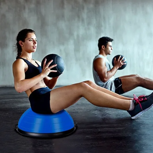 23" Blue/Pink Yoga Ball Balance Trainer with Pump-Blue