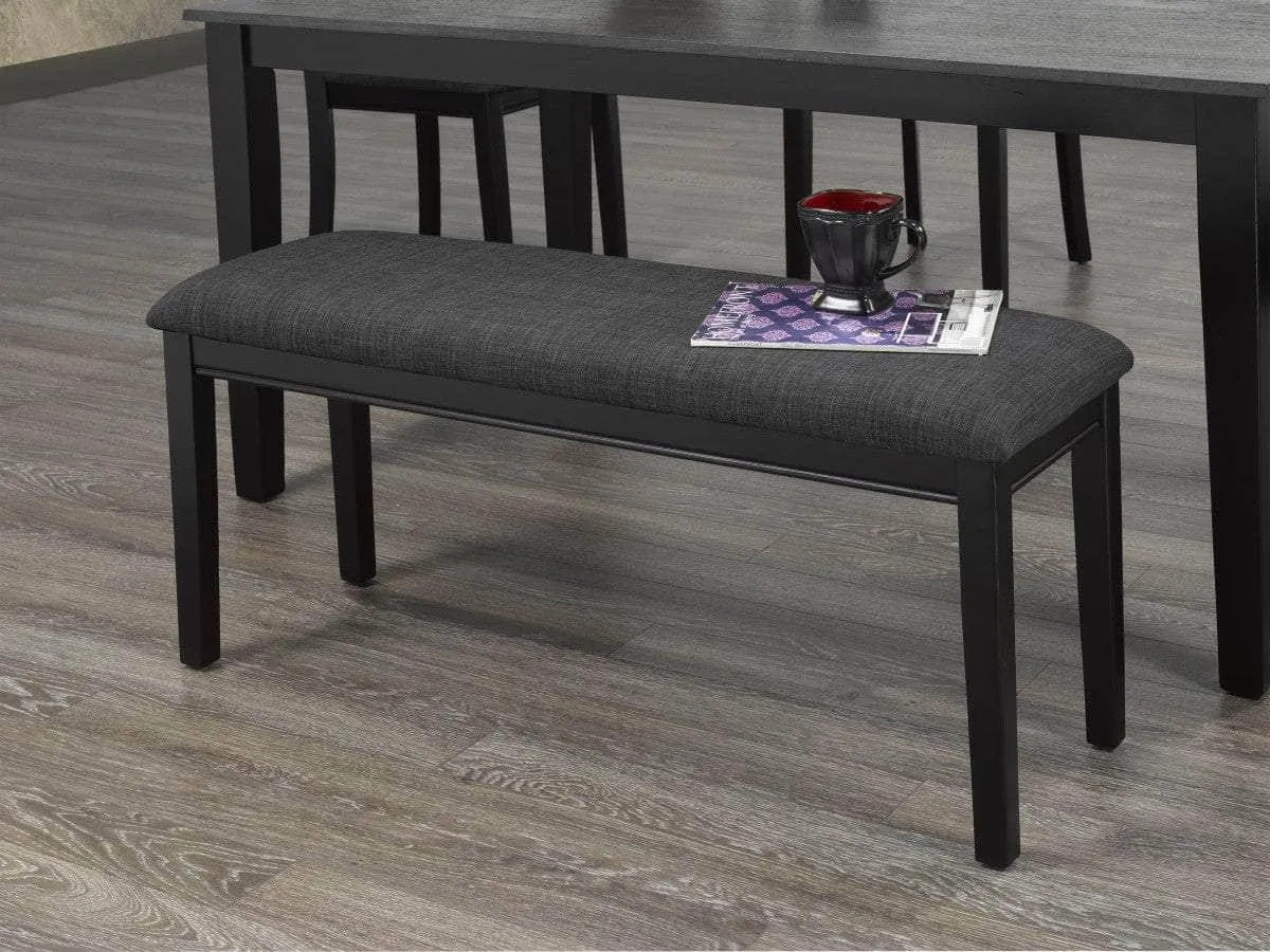 Accent Upholstered Dining Bench in Grey and Black