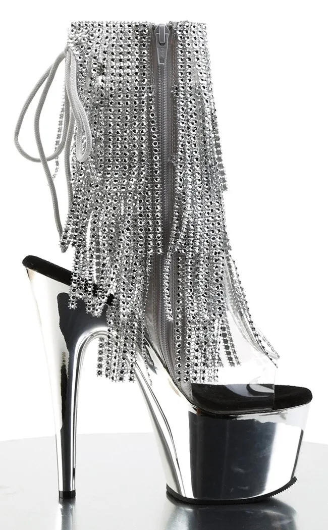 ADORE-1017RSF Clear & Silver Ankle Boots