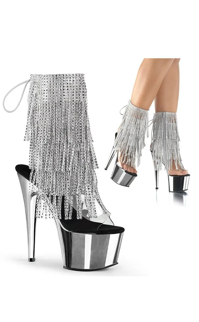 ADORE-1017RSF Clear & Silver Ankle Boots