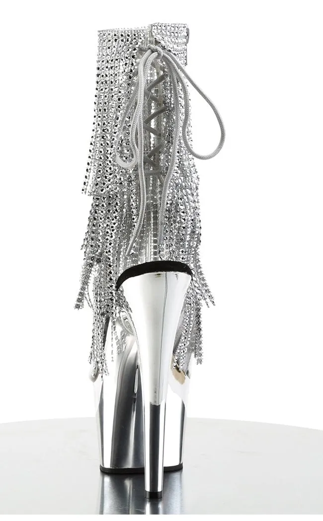 ADORE-1017RSF Clear & Silver Ankle Boots