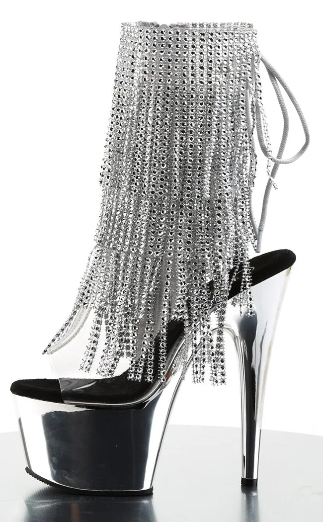 ADORE-1017RSF Clear & Silver Ankle Boots