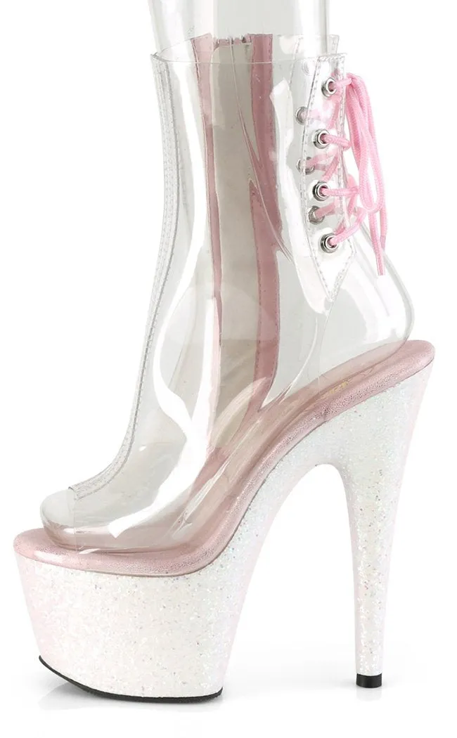 ADORE-1018C Clear & Opal Glitter Ankle Boots