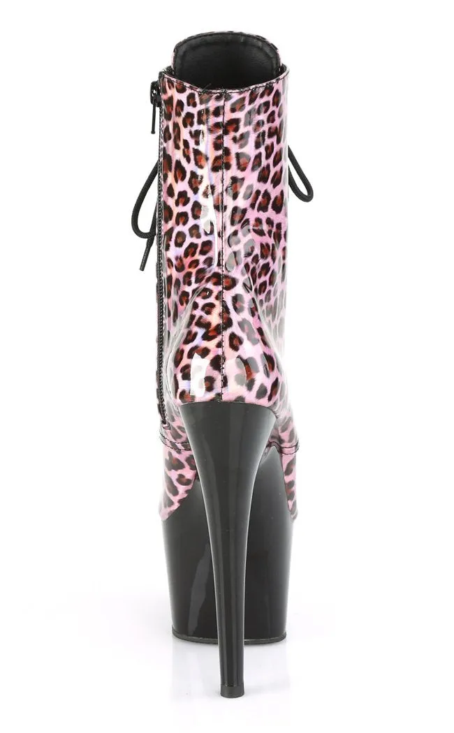 ADORE-1020LP Pink Holo Leopard Ankle Boots