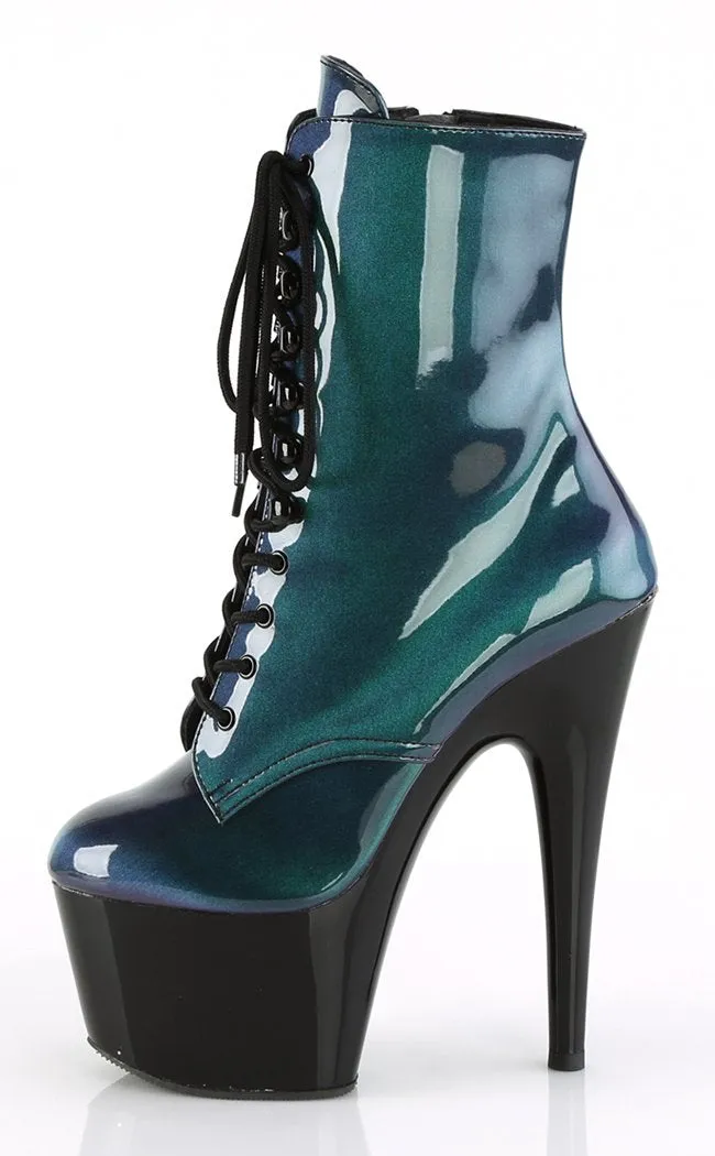 ADORE-1020SHG Purple & Green Hologram Ankle Boots