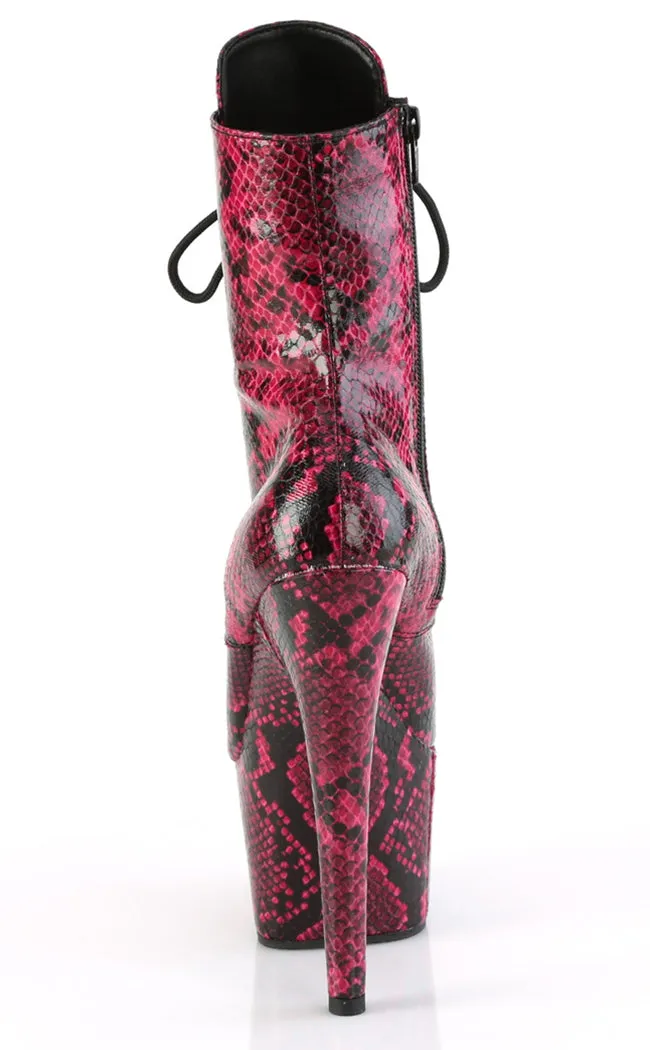 ADORE-1020SPWR Hot Pink Snake Print Ankle Boots [In Stock]