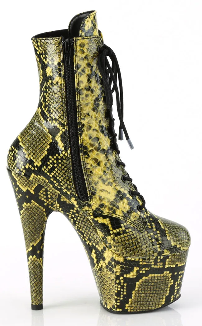 ADORE-1020SPWR Yellow Snake Print Ankle Boots