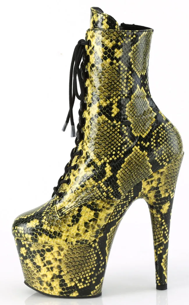 ADORE-1020SPWR Yellow Snake Print Ankle Boots