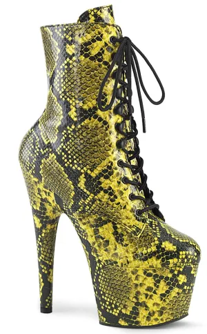 ADORE-1020SPWR Yellow Snake Print Ankle Boots