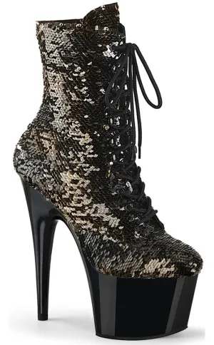 ADORE-1020SQ Black & Gold Flip Sequin Boots