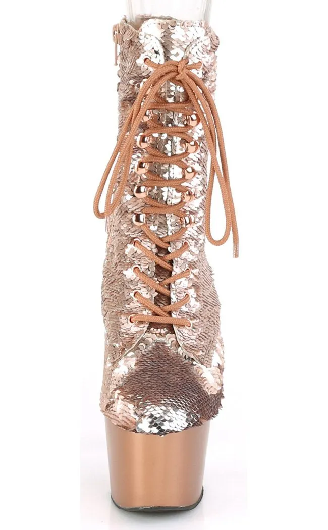 ADORE-1020SQ Rose Gold Flip Sequin Boots