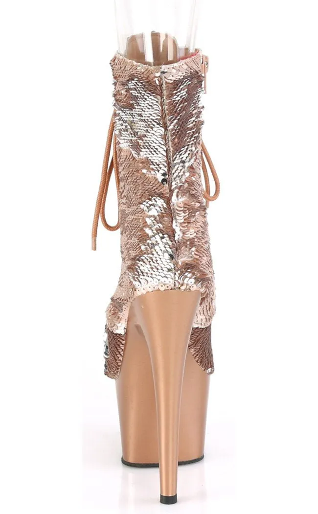 ADORE-1020SQ Rose Gold Flip Sequin Boots