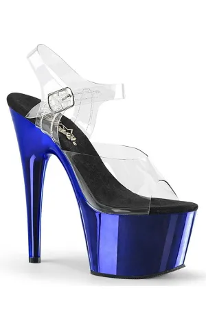 ADORE-708 Clear & Blue Chrome Platform Heels