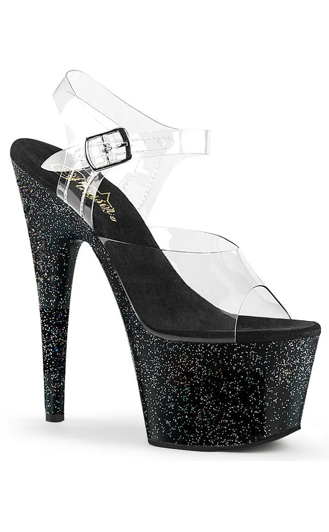 ADORE-708MG Clear & Black Platform Heels