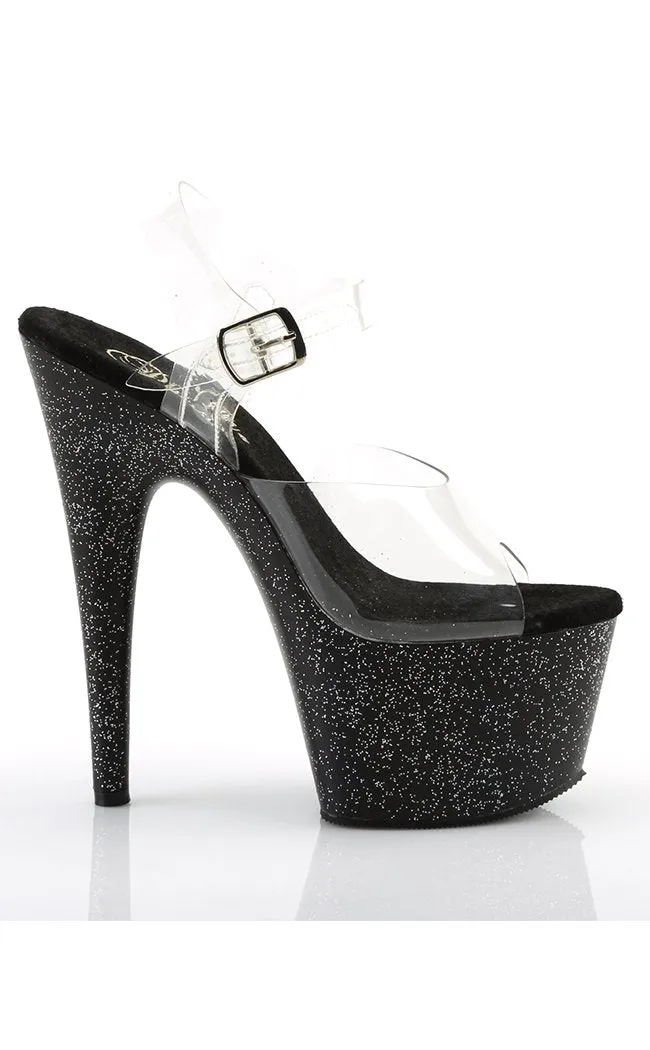 ADORE-708MG Clear & Black Platform Heels