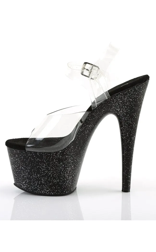 ADORE-708MG Clear & Black Platform Heels