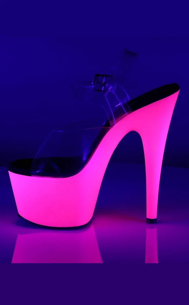 ADORE-708UV Clear & Neon Pink Heels