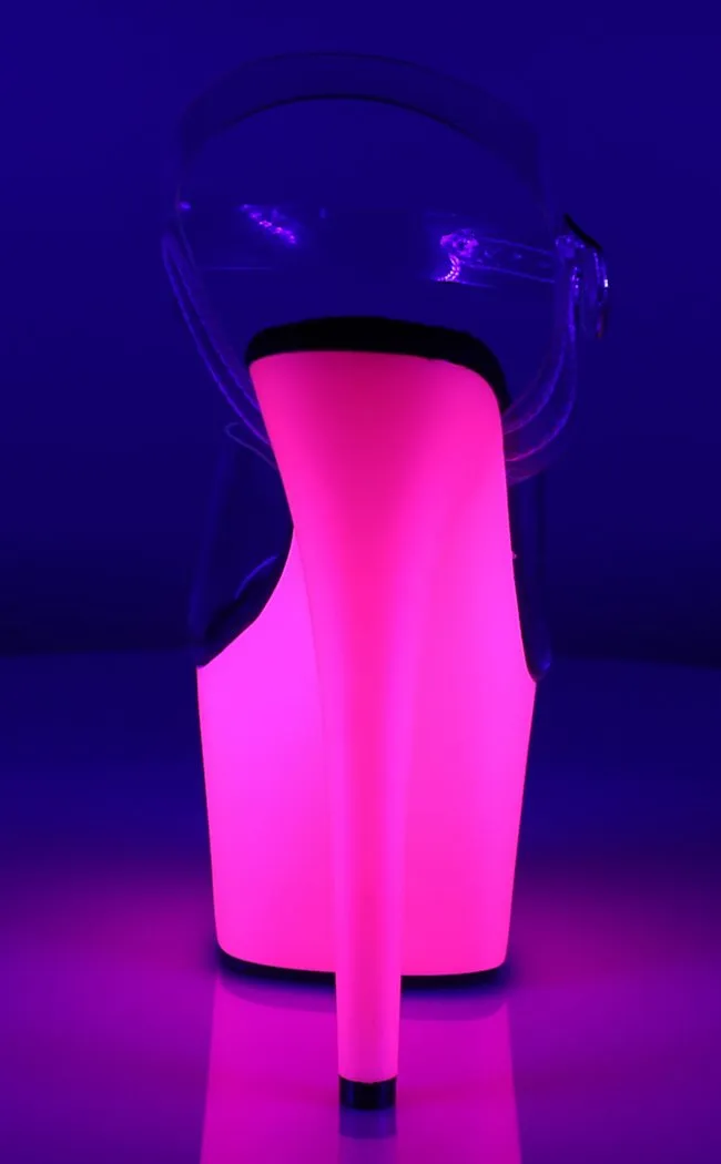 ADORE-708UV Clear & Neon Pink Heels