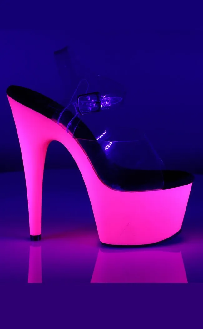 ADORE-708UV Clear & Neon Pink Heels