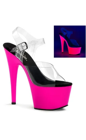 ADORE-708UV Clear & Neon Pink Heels