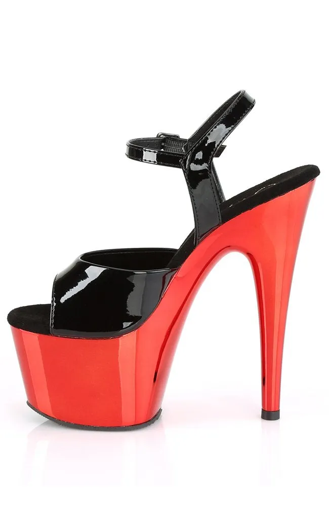 ADORE-709 Black Patent & Red Chrome Heels