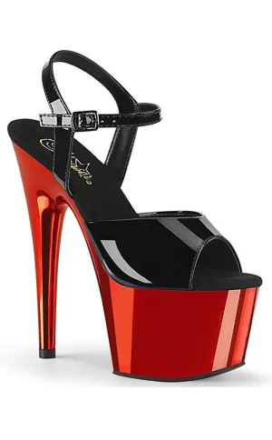 ADORE-709 Black Patent & Red Chrome Heels