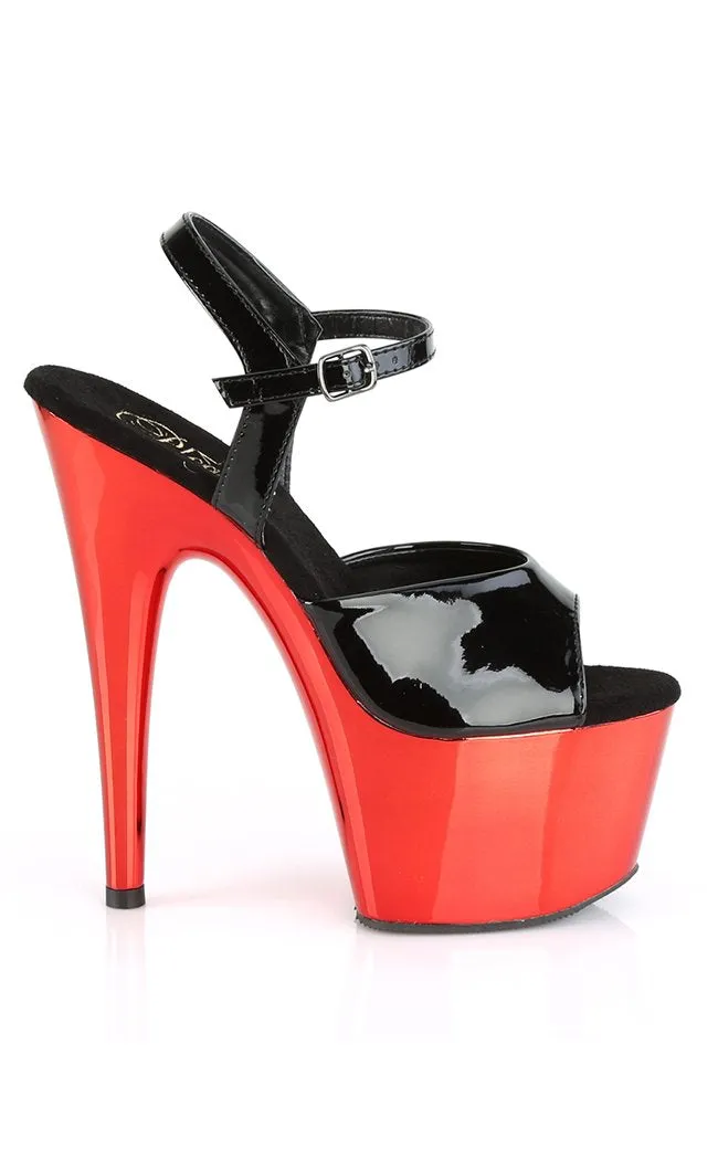 ADORE-709 Black Patent & Red Chrome Heels