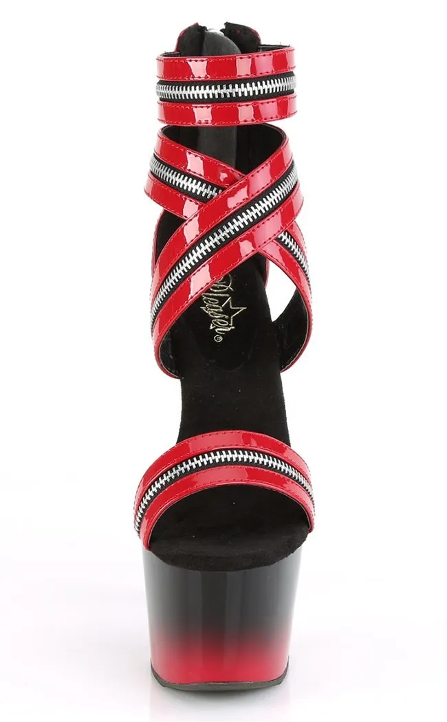 ADORE-766 Red & Black Patent Zip Heels