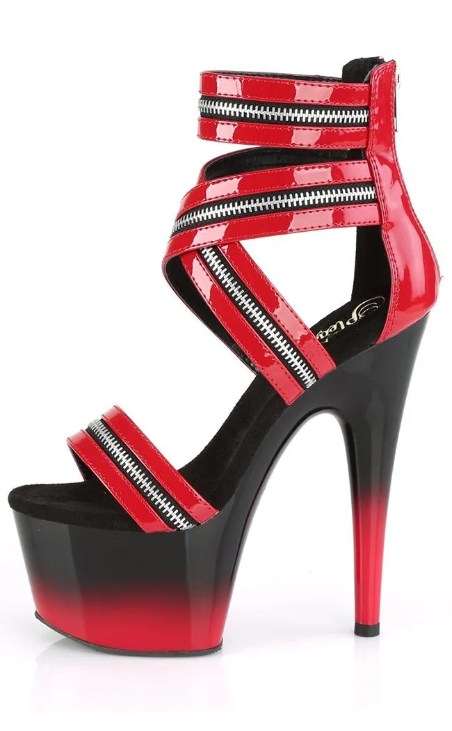 ADORE-766 Red & Black Patent Zip Heels