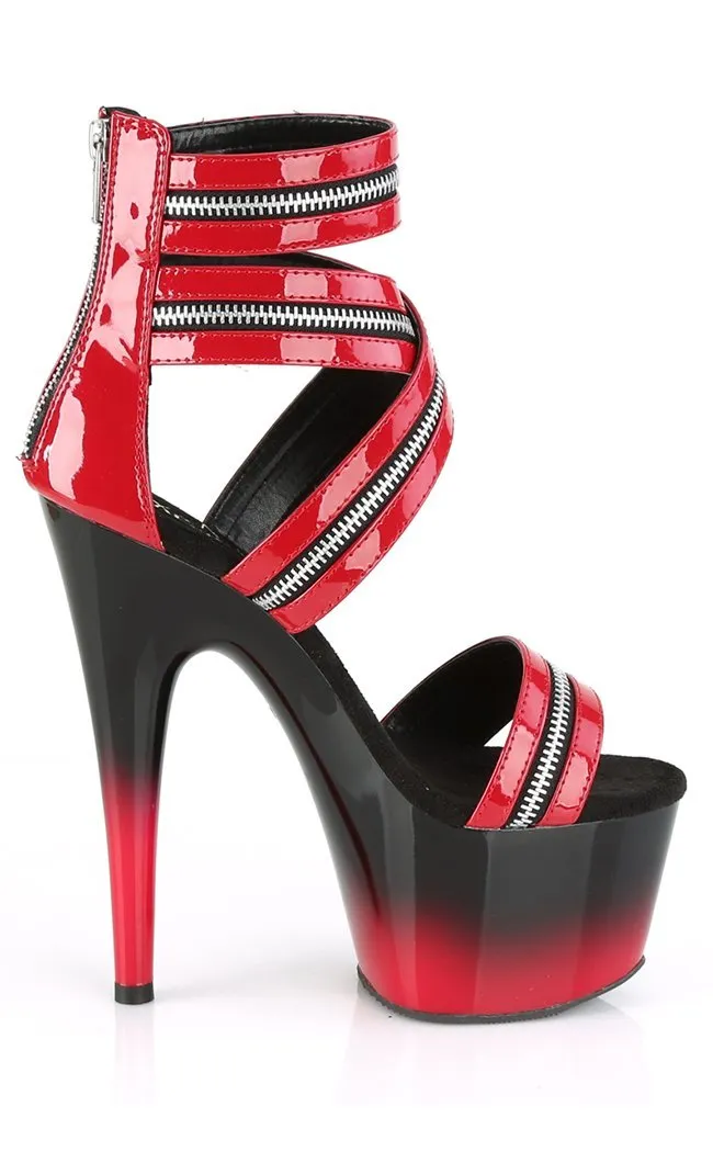 ADORE-766 Red & Black Patent Zip Heels