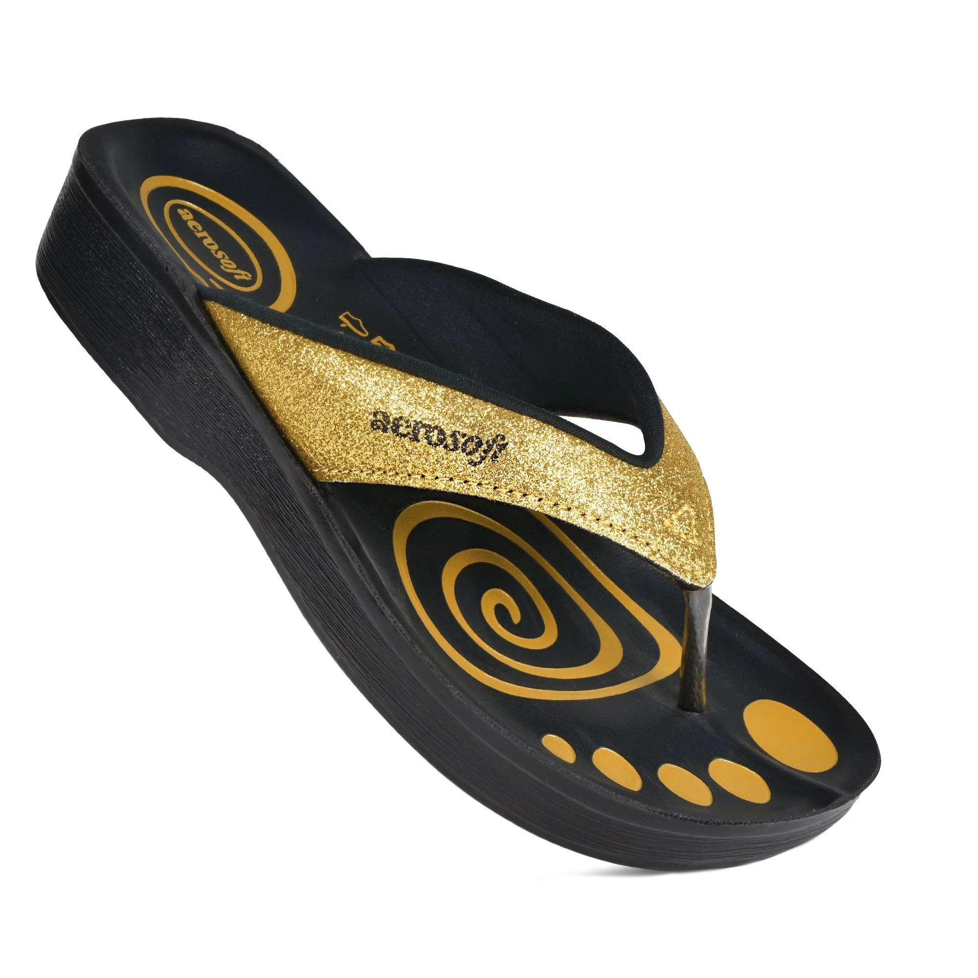 Aerosoft - Glitter A0825 Thong Beach Wear - Summer Arch Support Flip Flops for Women