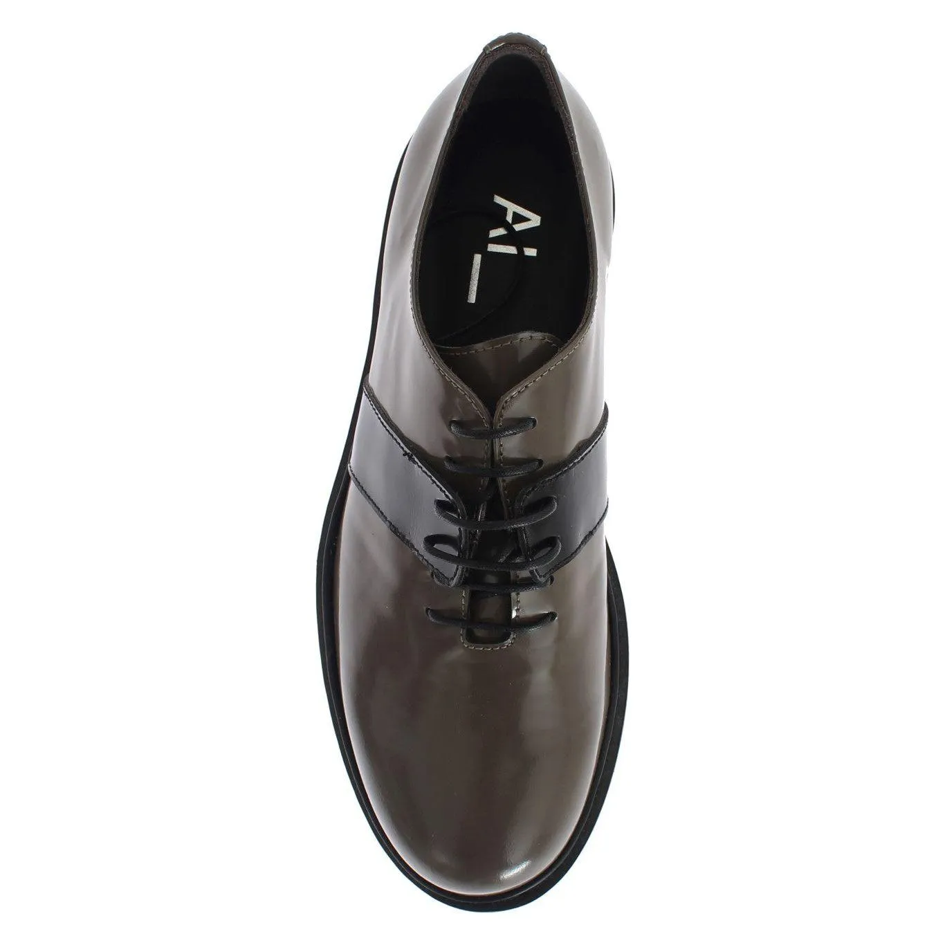 AI_ Elegant Gray Brown Leather Lace-up Shoes