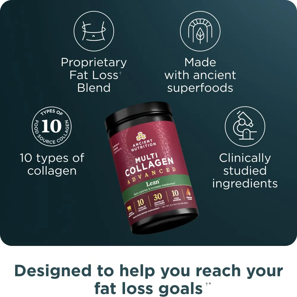 Ancient Nutrition Advanced Lean Collagen Peptides 25 Servings 16 OZ