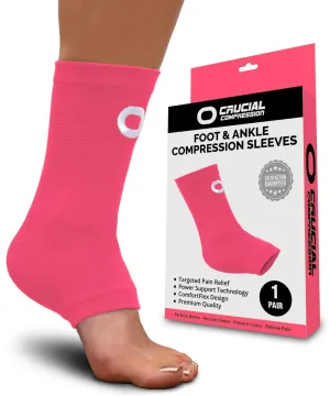 Ankle Brace Compression Support Sleeve (1 Pair) - BEST Ankle Compression Socks for Plantar Fasciitis, Arch Support, Foot & Ankle Swelling, Achilles Tendon, Joint Pain, Injury Recovery, Heel Spurs Small Pink