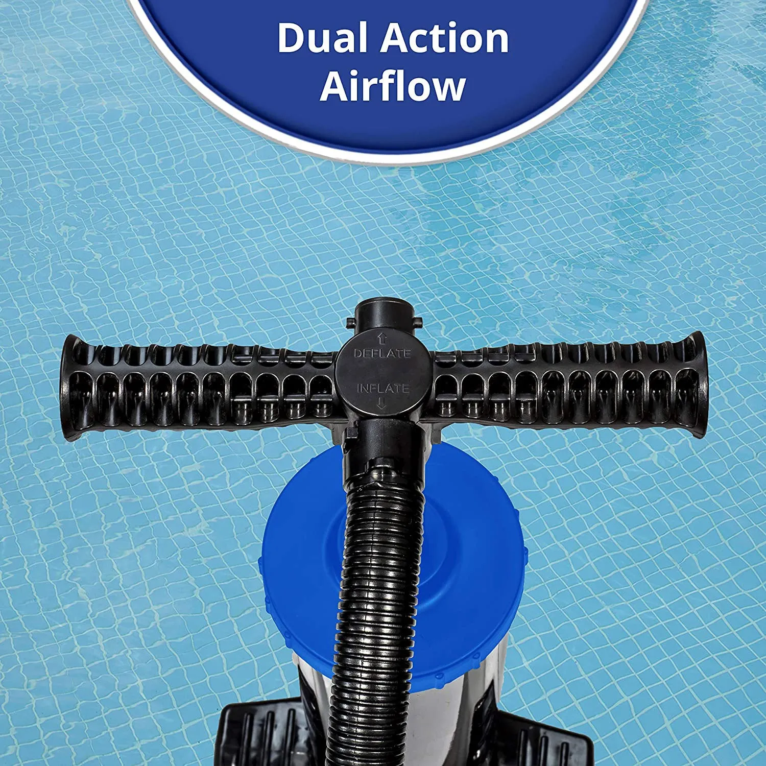 Aqua Dual Action Hand Pump with 4 Nozzle Adapters Attachments, Black (Used)