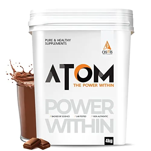 AS-IT-IS ATOM Whey Protein Isolate 4kg | 30g protein, 6.1g BCAA & 13g EAA | Ultra Pure-Fast Acting Protein | Double Rich Chocolate Flavor