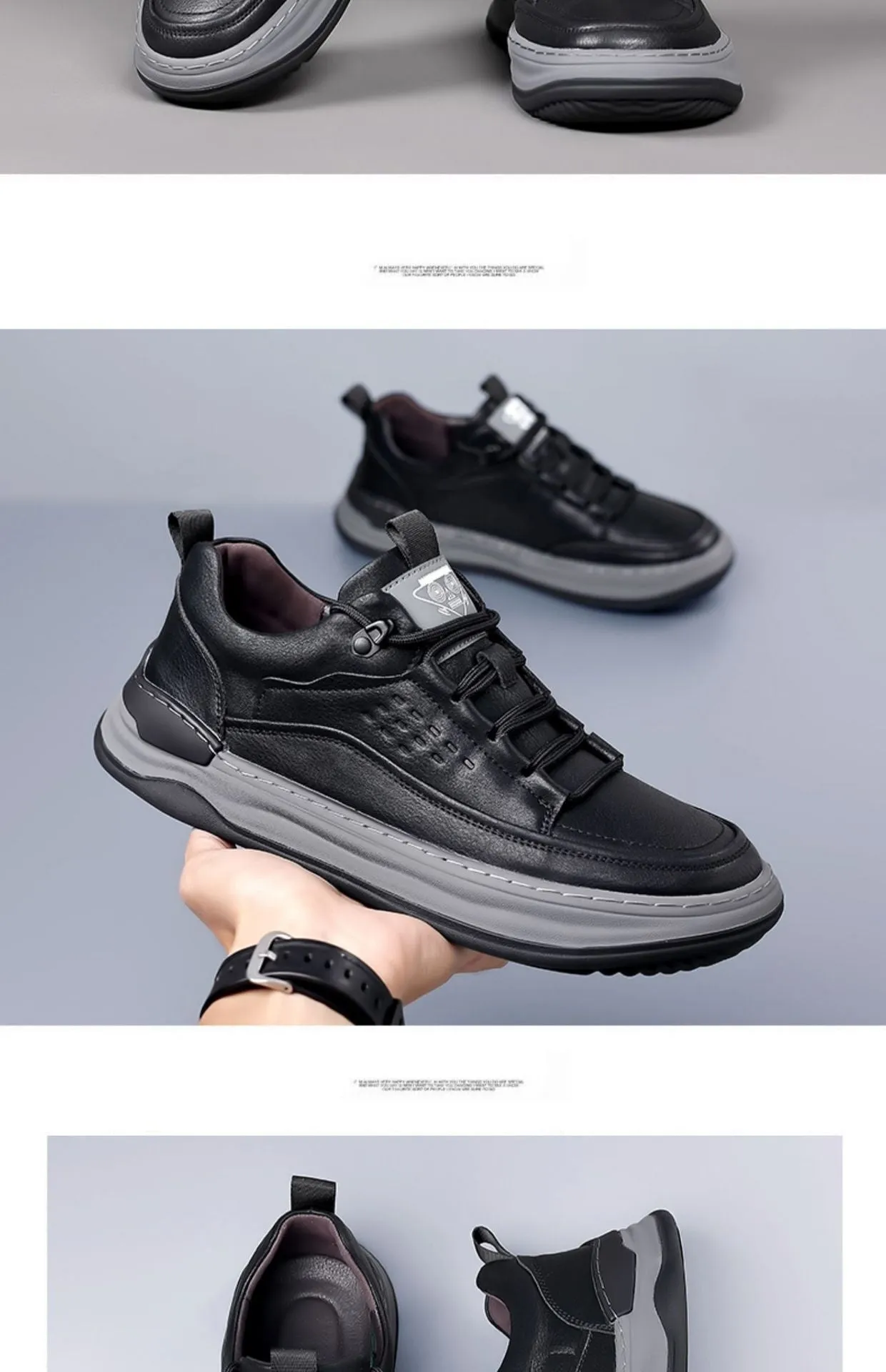 Autumn New Men's Leather Breathable Soft Sole Sneakers