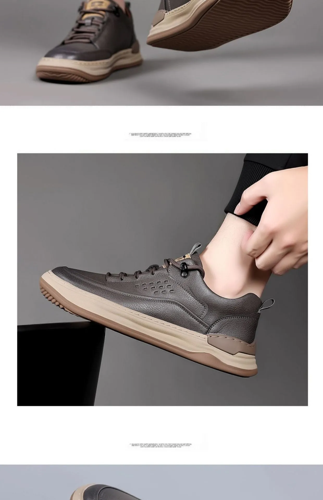 Autumn New Men's Leather Breathable Soft Sole Sneakers