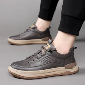 Autumn New Men's Leather Breathable Soft Sole Sneakers