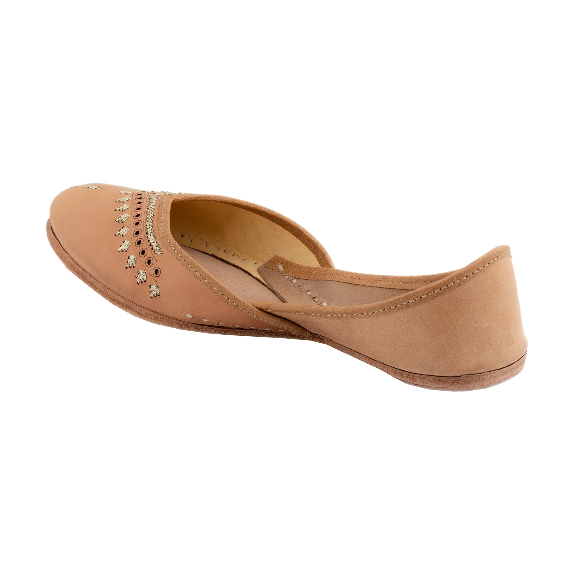 Beige Hera Women's Kolhapuri Leather Jutti