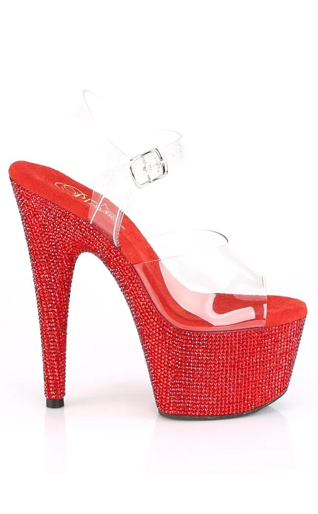 BEJEWELED-708DM Red Rhinestone Heels