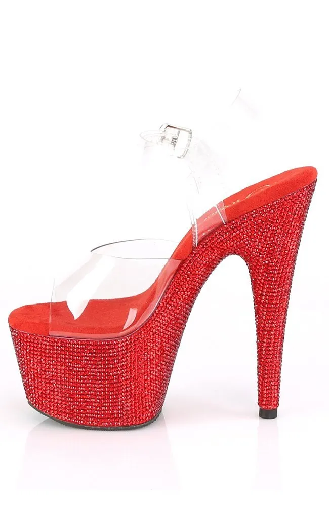 BEJEWELED-708DM Red Rhinestone Heels