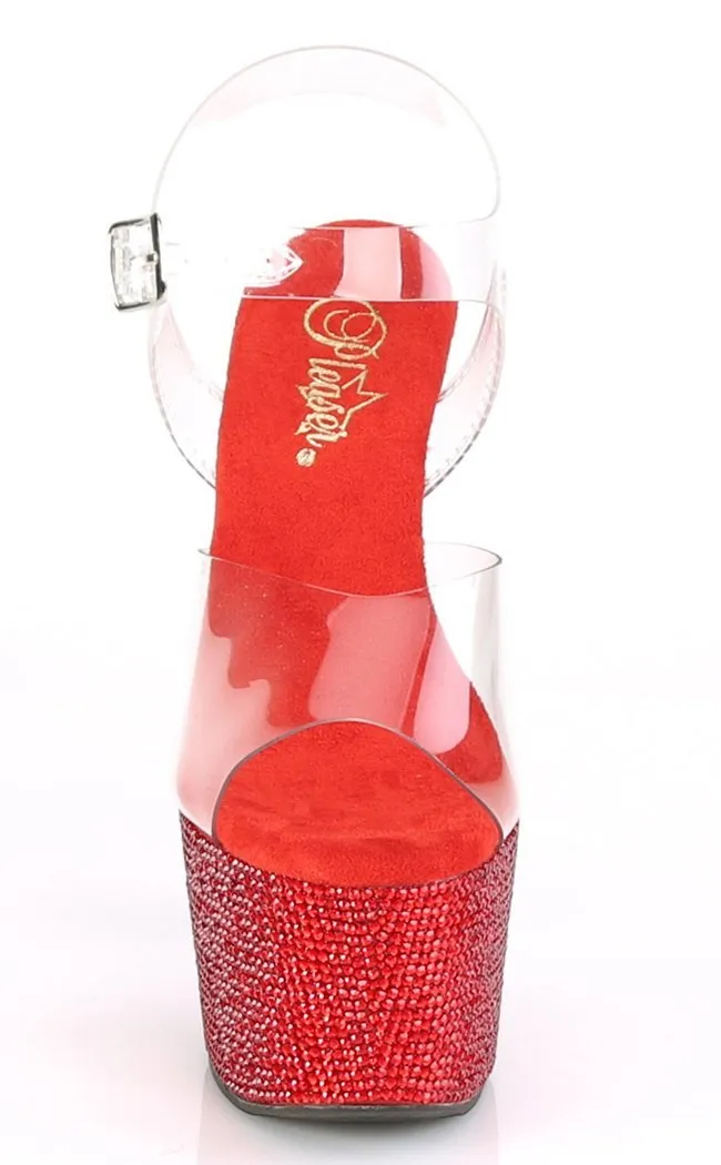 BEJEWELED-708DM Red Rhinestone Heels