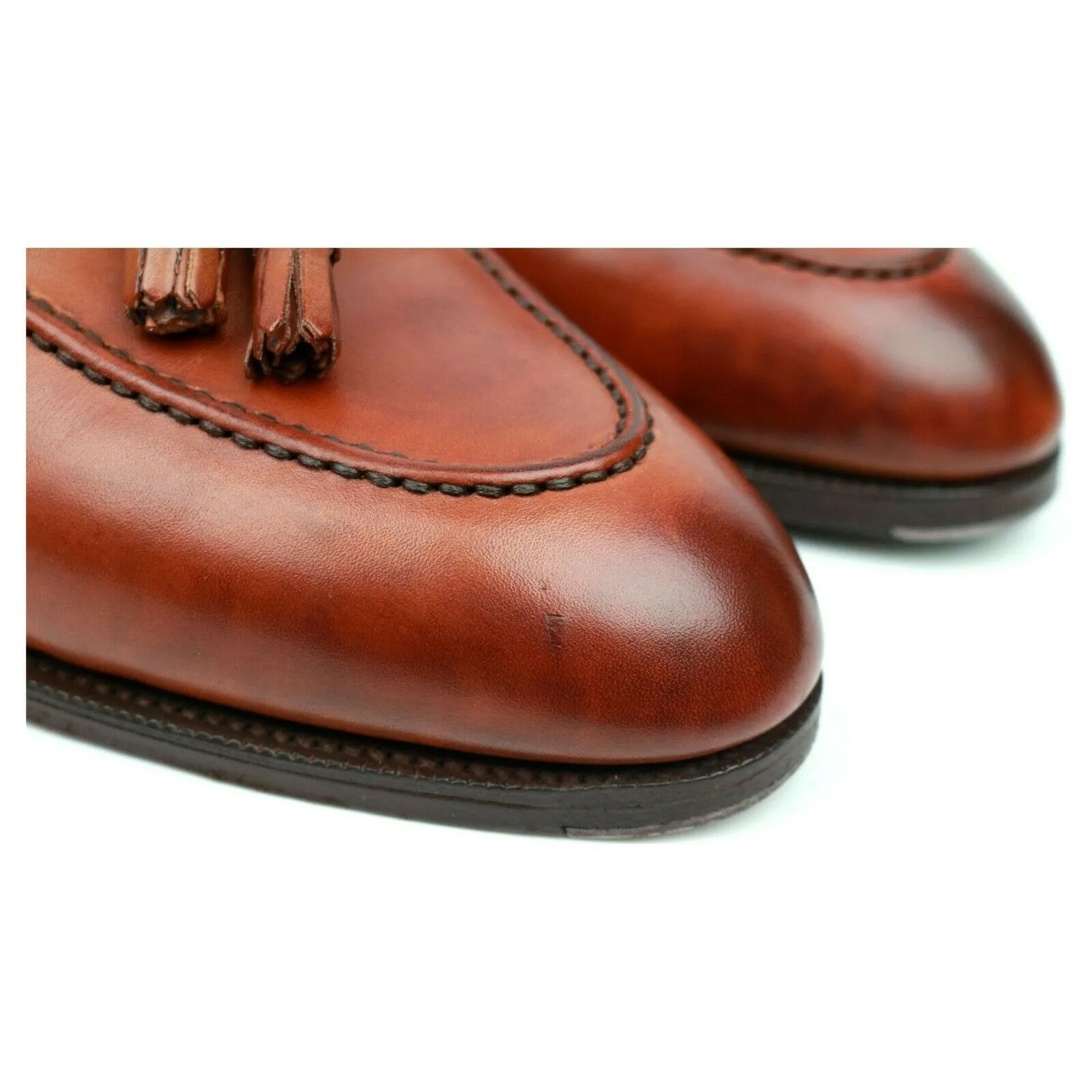 'Belgravia' Tan Brown Leather Tassel Loafers UK 10.5 C