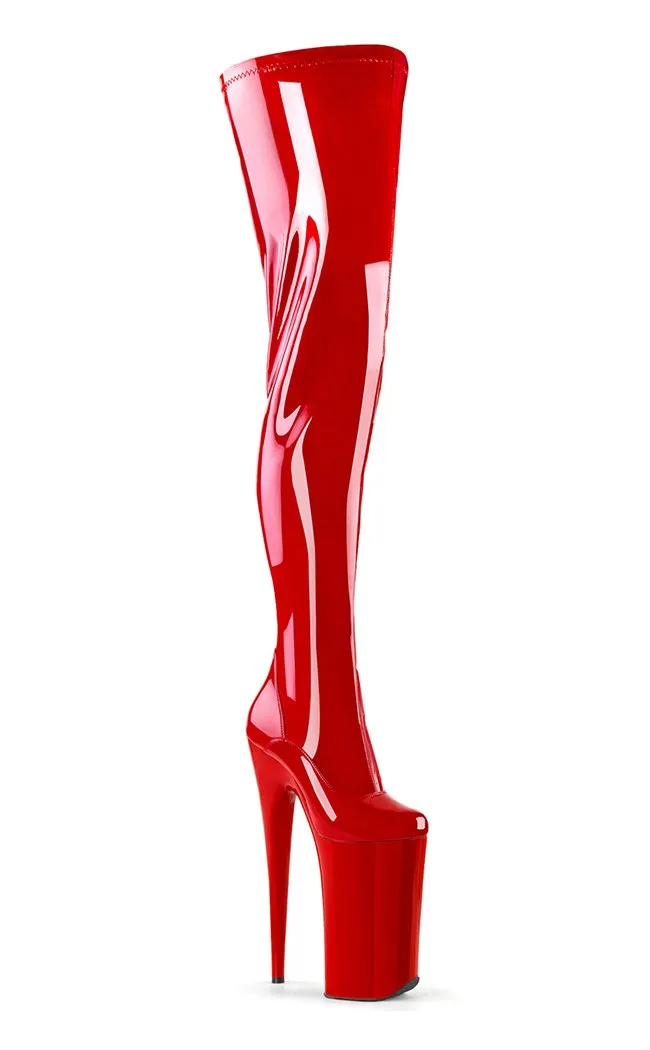 BEYOND-4000 Red Patent Crotch High Boots