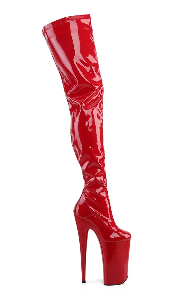 BEYOND-4000 Red Patent Crotch High Boots