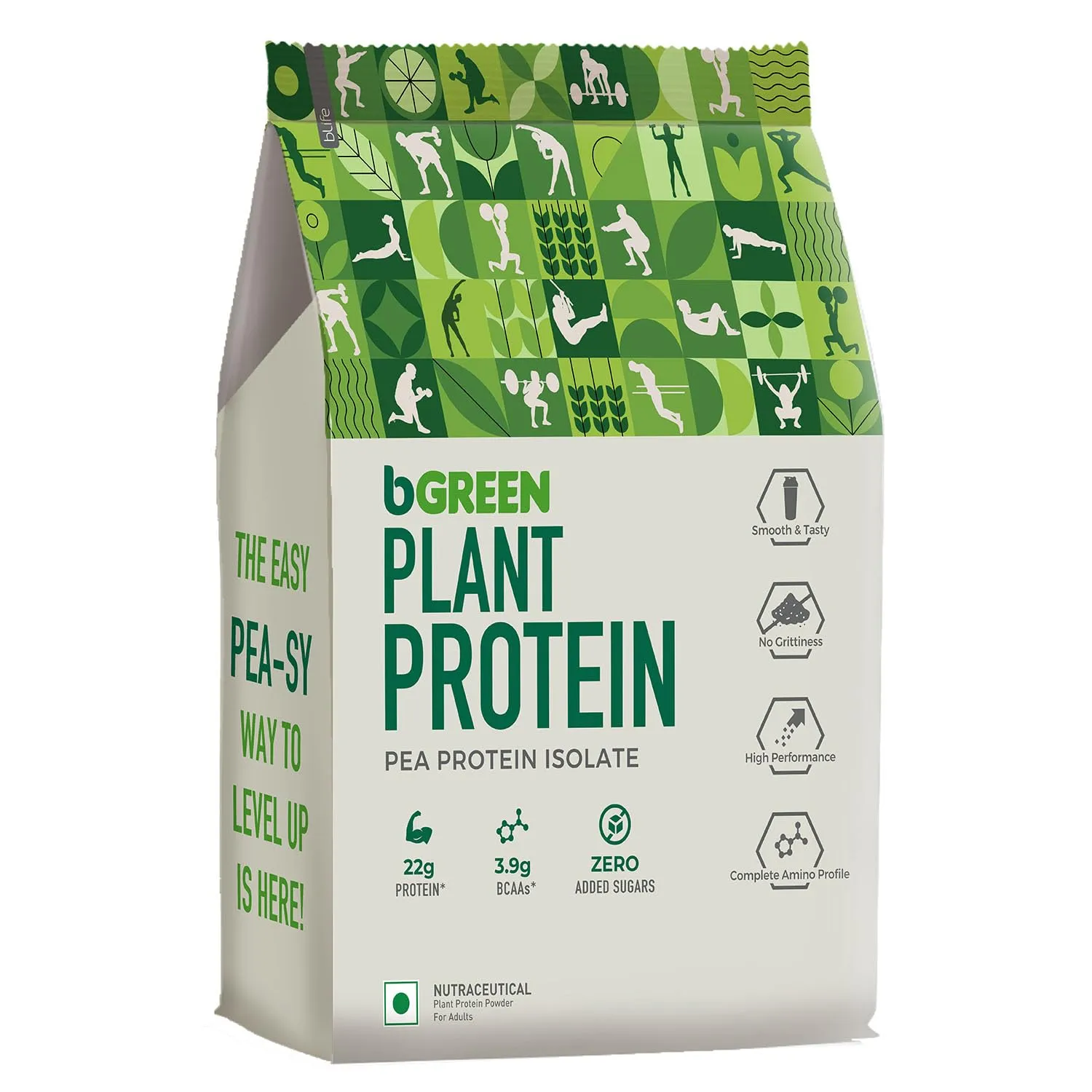 bGREEN Plant Protein Powder (Chocolate, 1kg) | Pea Protein Isolate, 22g Protein, No Added Sugars